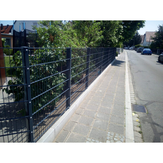 Doppelstabmatten RAL 8/6/8 - 2500mm breit ohne Pfosten 2030mm RAL 6005 moosgrn