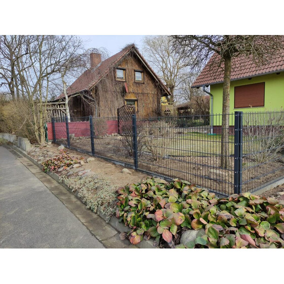 Doppelstabmatten RAL 8/6/8 - 2500mm breit ohne Pfosten 2030mm RAL 6005 moosgrn