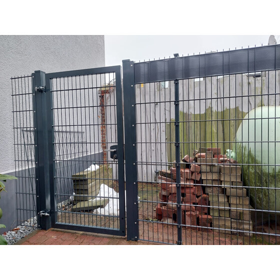 Doppelstabmatten RAL 6/5/6 - 2510mm breit ohne Pfosten 830mm RAL 7016 Anthrazit