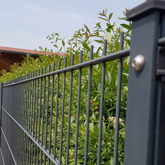 Doppelstabmatten RAL 6/5/6 - 2510mm breit ohne Pfosten 1830mm RAL 7016 Anthrazit