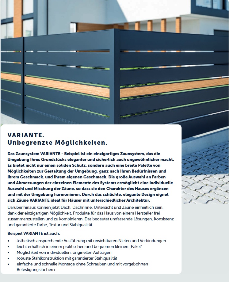 Zaunsystem Variante 100 – Frontansicht