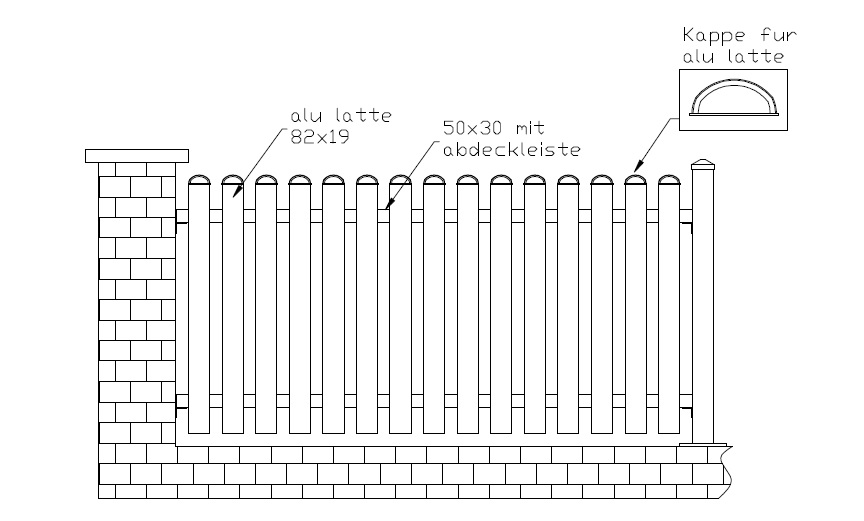 Zaun aus Aluminium (Latte)